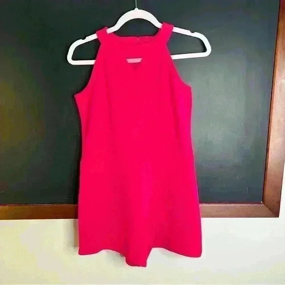 Children's Place Girls Size 16 Romper Hot Pink Sleeveless Back Zip High Neck